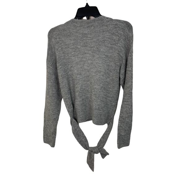 WAYF mock neck tie bow grey long sleeve sweater size XS NWT‎ - Picture 3 of 6
